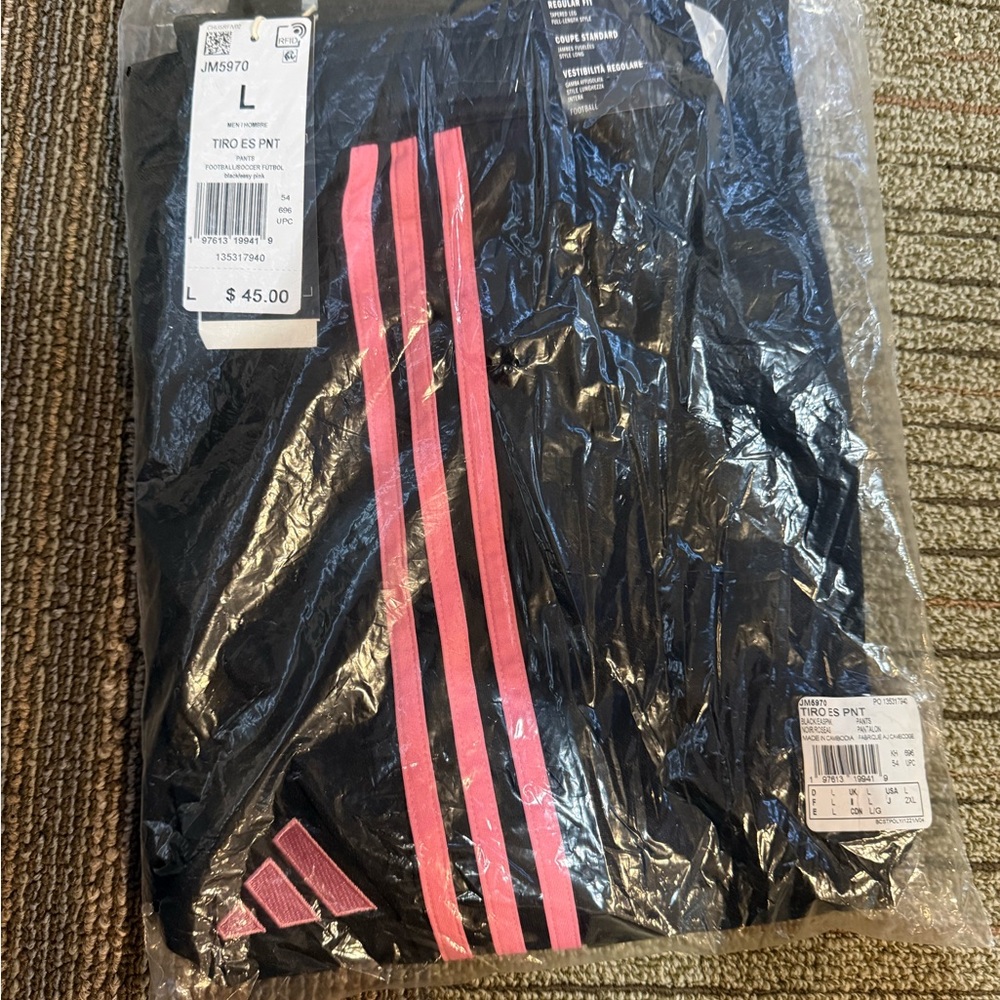Adidas Black Pants with Pink Accents